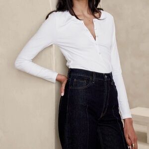 NWT White Long Sleeve Henley Top banana republic